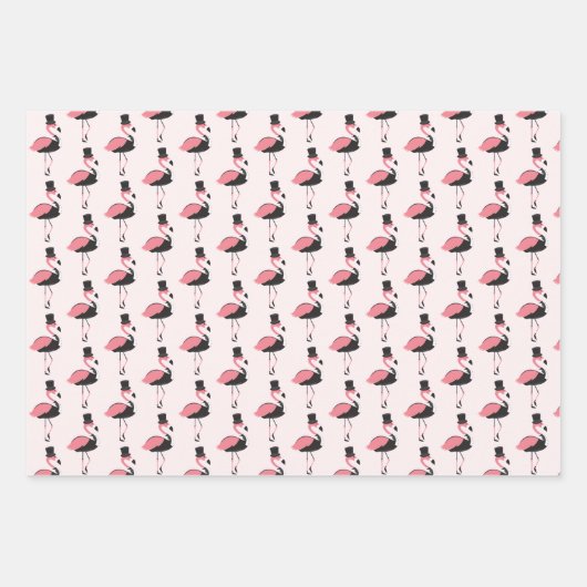 Pink Flamingo Tuxedo Fun Wrapping Paper Sheets Geschenkpapier Set (Vorderseite 3)