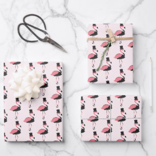 Pink Flamingo Tuxedo Fun Wrapping Paper Sheets Geschenkpapier Set