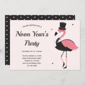 Pink Flamingo Tuxedo Noon Years Party Einladung (Vorne/Hinten)