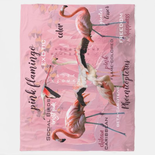 Pink Flamingo Typografie | Angepasst Fleecedecke (Vorderseite)