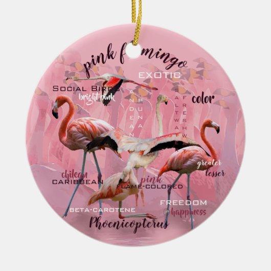 Pink Flamingo Typografie | Angepasst Keramikornament (Vorne)