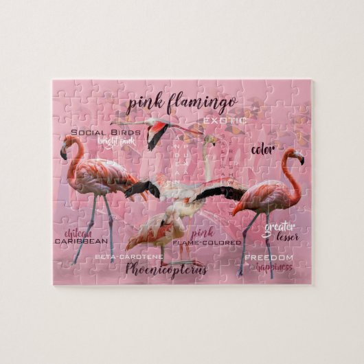 Pink Flamingo Typografie | Angepasst Puzzle (Horizontal)