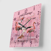 Pink Flamingo Typografie | Angepasst Quadratische Wanduhr (Winkel)