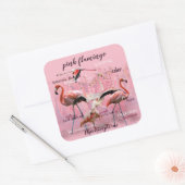 Pink Flamingo Typografie | Angepasst Quadratischer Aufkleber (Umschlag)