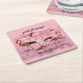 Pink Flamingo Typografie | Angepasst Rechteckiger Pappuntersetzer (angewinkelt)