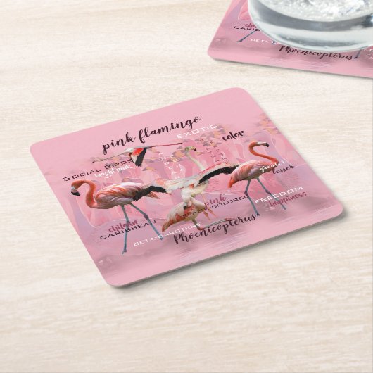Pink Flamingo Typografie | Angepasst Rechteckiger Pappuntersetzer (angewinkelt)