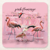 Pink Flamingo Typografie | Angepasst Rechteckiger Pappuntersetzer (Vorderseite)