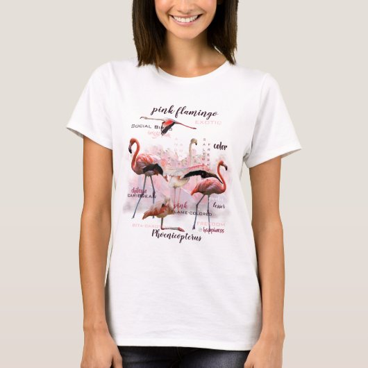 Pink Flamingo Typografie | Angepasst T-Shirt (Vorderseite)