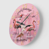Pink Flamingo Typography | Customized Große Wanduhr (Winkel)
