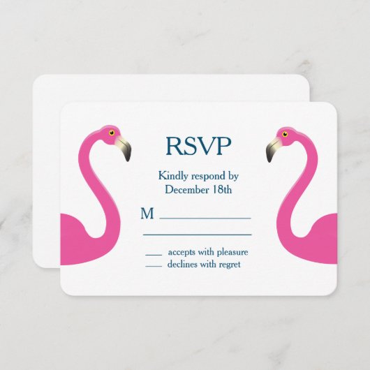 Pink Flamingo UAWG RSVP Karte (Vorne/Hinten)