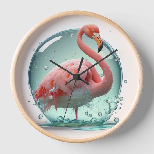 Pink Flamingo Uhr für beste natürliche Atmosphäre (Vorderseite)