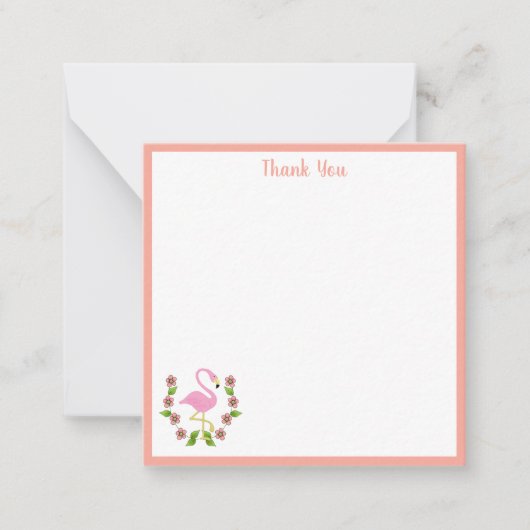 Pink Flamingo und Blume Danke, Note Card Mitteilungskarte (Vorderseite)