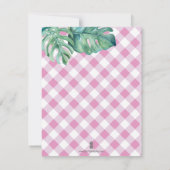 Pink Flamingo und Gingham Baby Showberatungskarten (Rückseite)