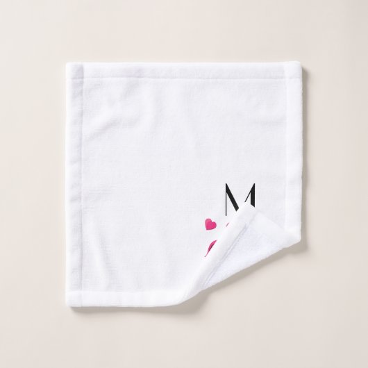 Pink Flamingo und Herz Muster Badhandtuch Set (Waschlappen)