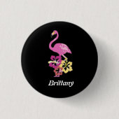 Pink Flamingo und Hibicus Button (Vorderseite)