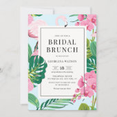 Pink Flamingo und Orchians Tropical Bridal Brunch Einladung (Vorderseite)