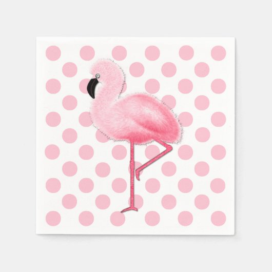 Pink Flamingo und Polka Dot Napkins Serviette (Vorderseite)