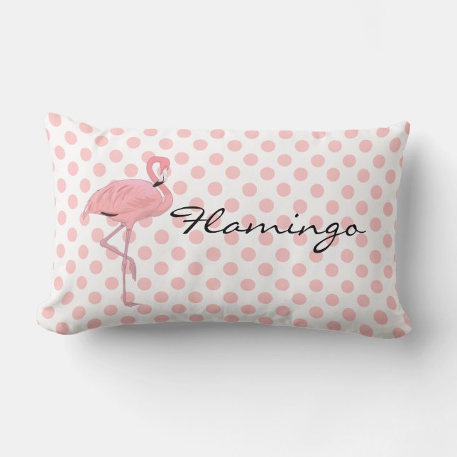 Pink Flamingo und Polka Dots Throw Kissen (Vorderseite)