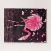 Pink Flamingo und Schmetterlinge Jigsaw Puzzle (Horizontal)