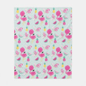 Pink Flamingo und tropische Früchte Muster Fleecedecke (Vorderseite)