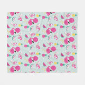 Pink Flamingo und tropische Früchte Muster Fleecedecke (Vorderseite (Horizontal))