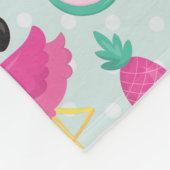 Pink Flamingo und tropische Früchte Muster Fleecedecke (Ecke)