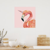 Pink Flamingo Unicorn Illustration Poster (Küche)