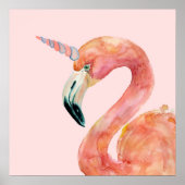 Pink Flamingo Unicorn Illustration Poster (Vorne)
