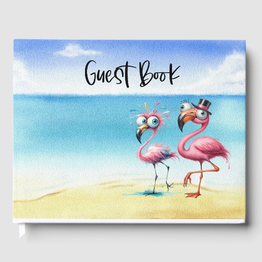 Pink Flamingo Vacation Gästebuch (Vorderseite)