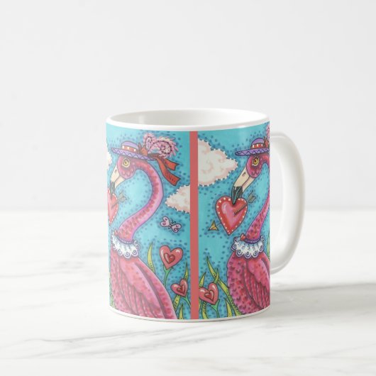 PINK FLAMINGO VALENTINE CLASSIC TASSE *Anpassen (VorderseiteRechts)