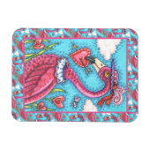PINK FLAMINGO VALENTINE HERZEN, LIEBE VÖGEL WHIMSY MAGNET (Horizontal)