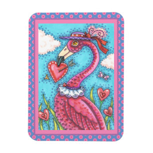 PINK FLAMINGO VALENTINE HERZEN, LIEBE VÖGEL WHIMSY MAGNET