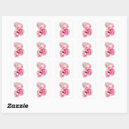 Pink FLAMINGO VALENTINE Square Sticker