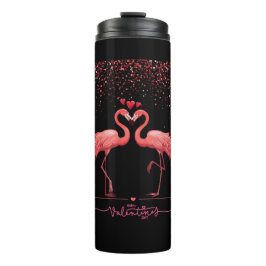 Pink Flamingo Valentine Wrapping Paper Thermosbecher