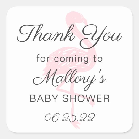 Pink Flamingo Vielen Dank für Ihren Aufkleber (Vorderseite)