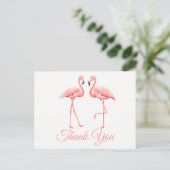 Pink Flamingo Vielen Dank Tropical Wedding Summer Postkarte (Stehend Vorderseite)