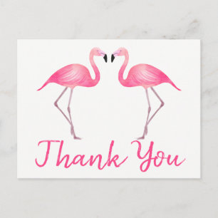 Pink Flamingo Vielen Dank Tropical Wedding Summer Postkarte