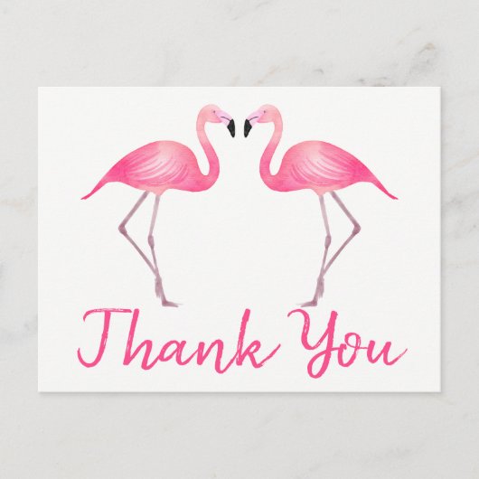 Pink Flamingo Vielen Dank Tropical Wedding Summer Postkarte (Vorderseite)
