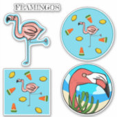 Pink Flamingo Vinyl Stickers Aufkleber (Vorderseite)