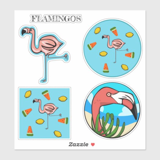 Pink Flamingo Vinyl Stickers Aufkleber (Blatt)