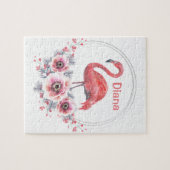 Pink Flamingo, Vogel, Aquarell Jigsaw Puzzle (Horizontal)