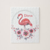 Pink Flamingo, Vogel, Aquarell Jigsaw Puzzle (Vertikal)
