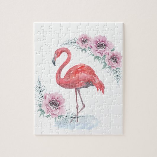 Pink Flamingo, Vogel, Aquarell Jigsaw Puzzle (Vertikal)
