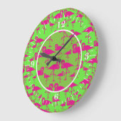 Pink Flamingo Wall Clock Große Wanduhr (Winkel)