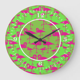 Pink Flamingo Wall Clock Große Wanduhr