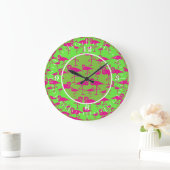 Pink Flamingo Wall Clock Große Wanduhr (Zuhause)
