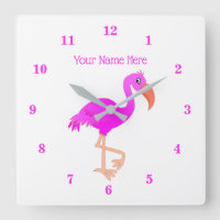 Pink Flamingo Wall Clock mit benutzerdefinierten T