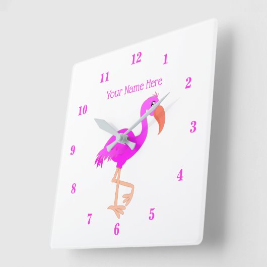 Pink Flamingo Wall Clock mit benutzerdefinierten T Quadratische Wanduhr (Winkel)