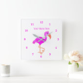 Pink Flamingo Wall Clock mit benutzerdefinierten T Quadratische Wanduhr (Zuhause)