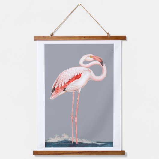 Pink Flamingo Wandteppich Mit Holzrahmen (Vorderseite)